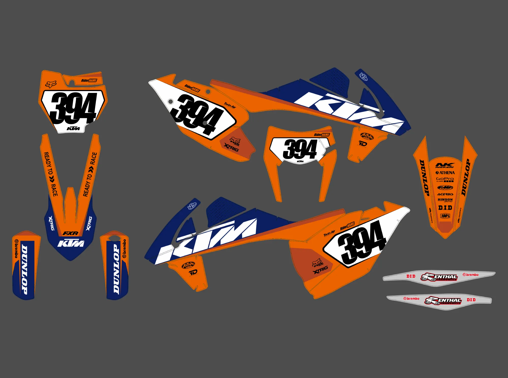 kit déco ktm exc / exc f (2017 2019) bi color