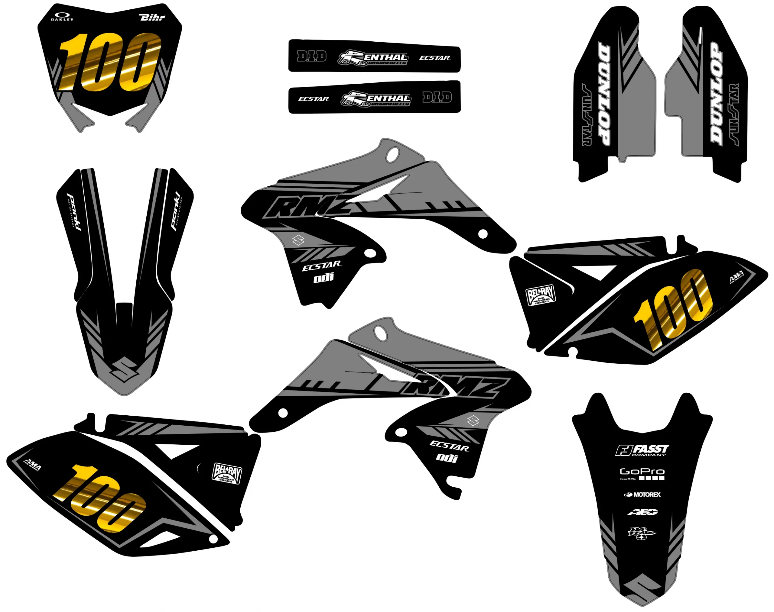 kit déco suzuki 250 rmz (2010 2018) gold