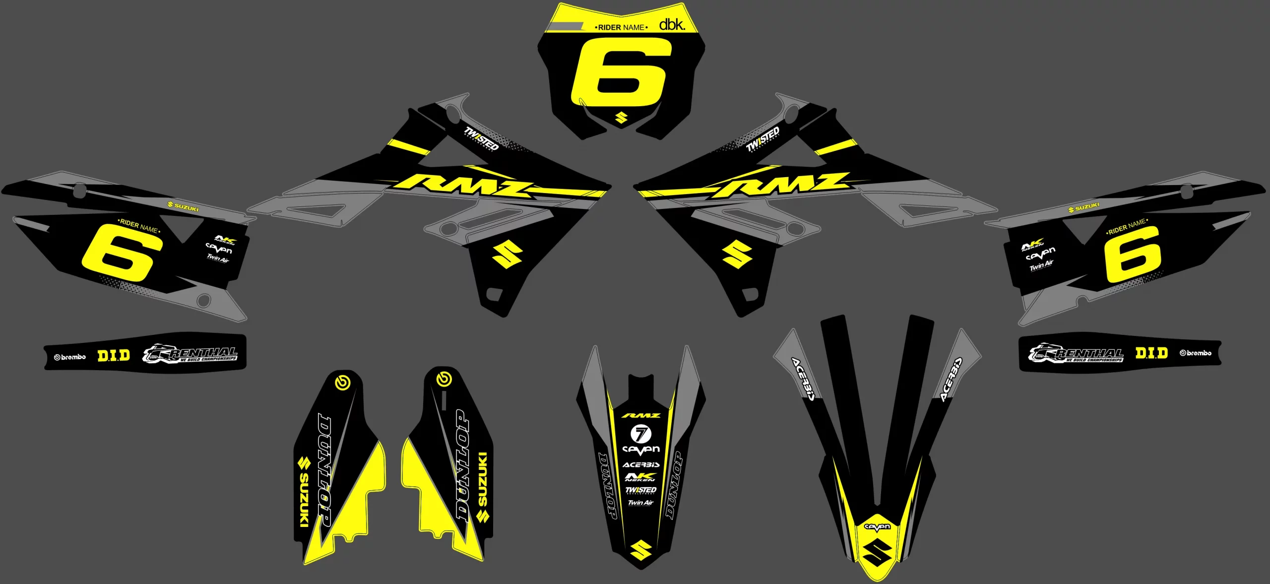 kit déco suzuki 450 rmz (2018 2024) racing noir