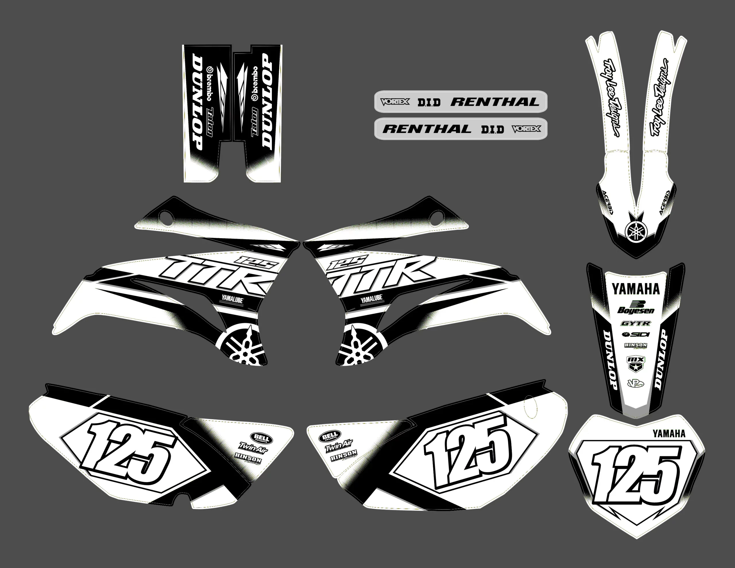 kit déco yamaha 125 ttr race blanc