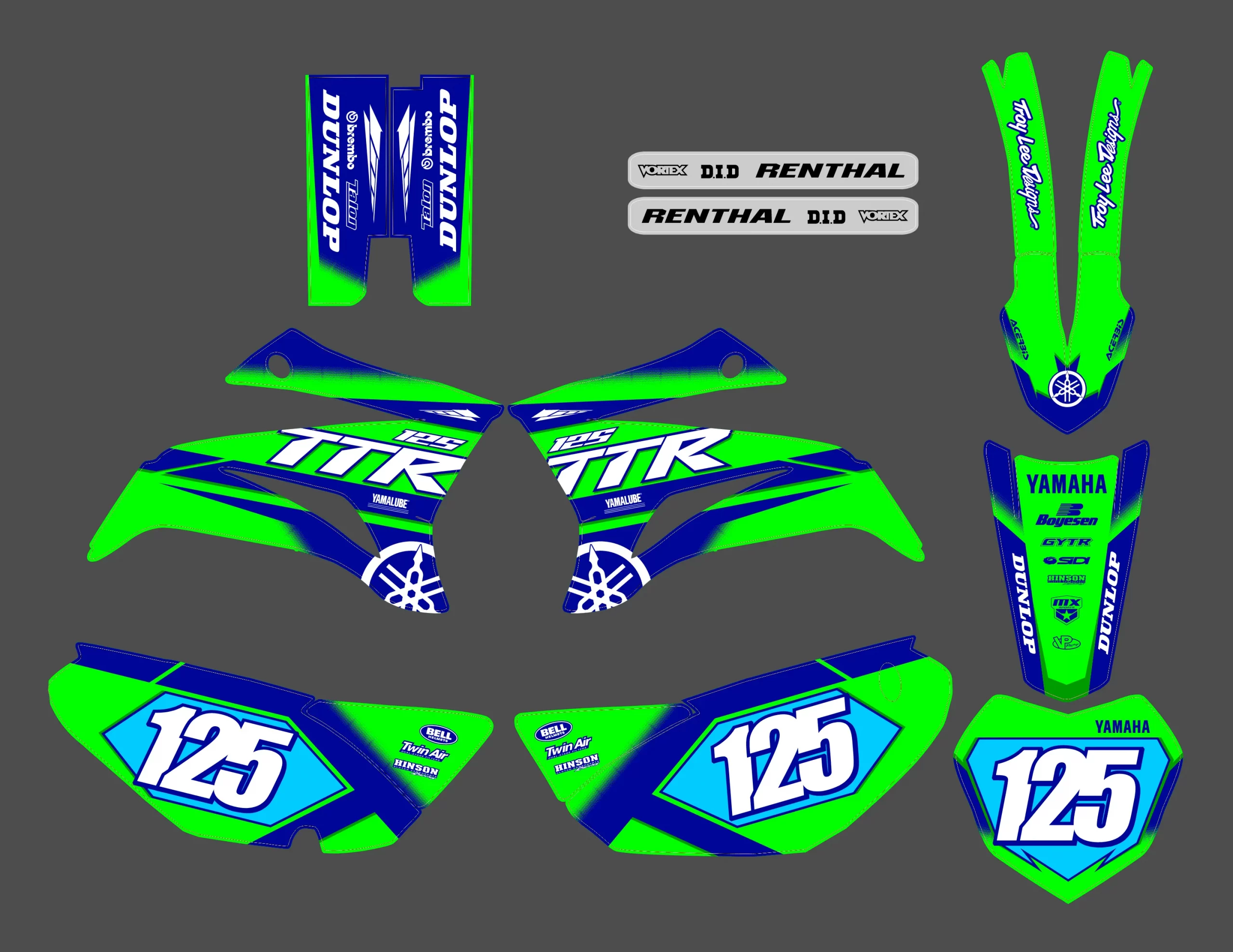 kit déco yamaha 125 ttr race vert