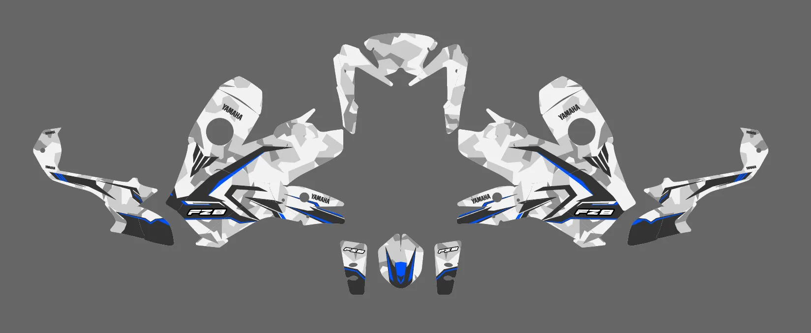 kit déco yamaha fz8 – camouflage bleu
