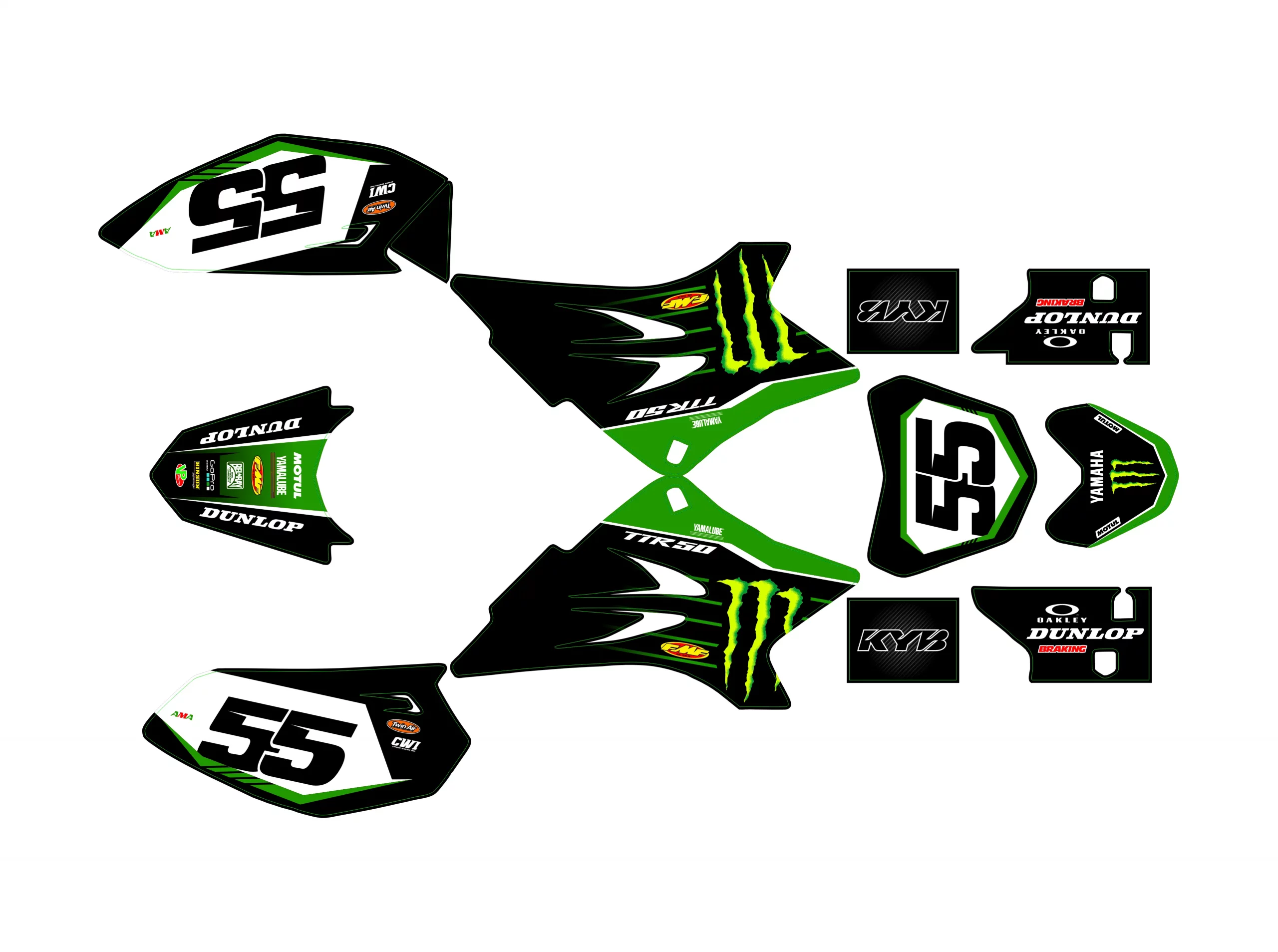 kit déco yamaha 50 ttr monster vert