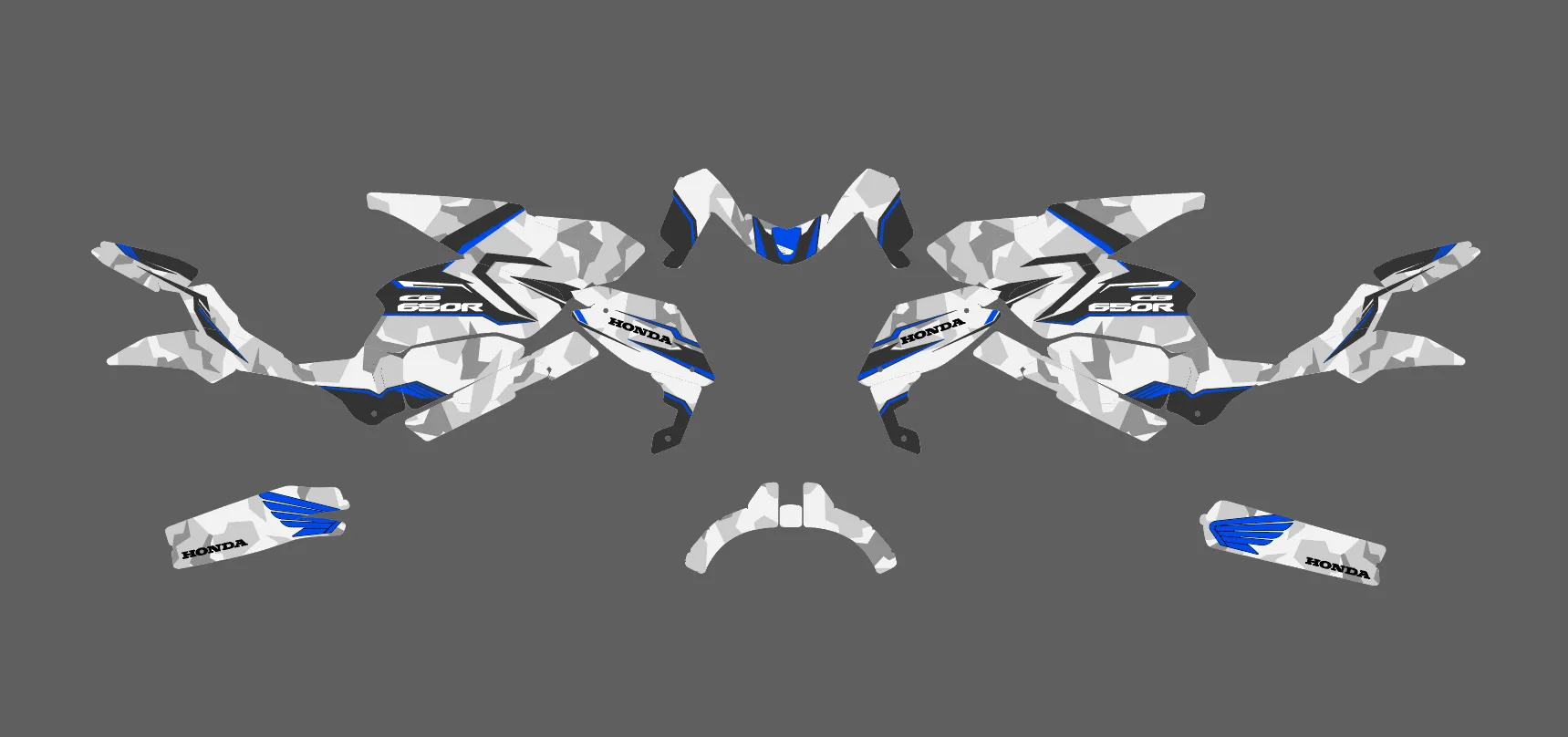 kit déco honda cb 650 r (2019 2023) – camouflage bleu