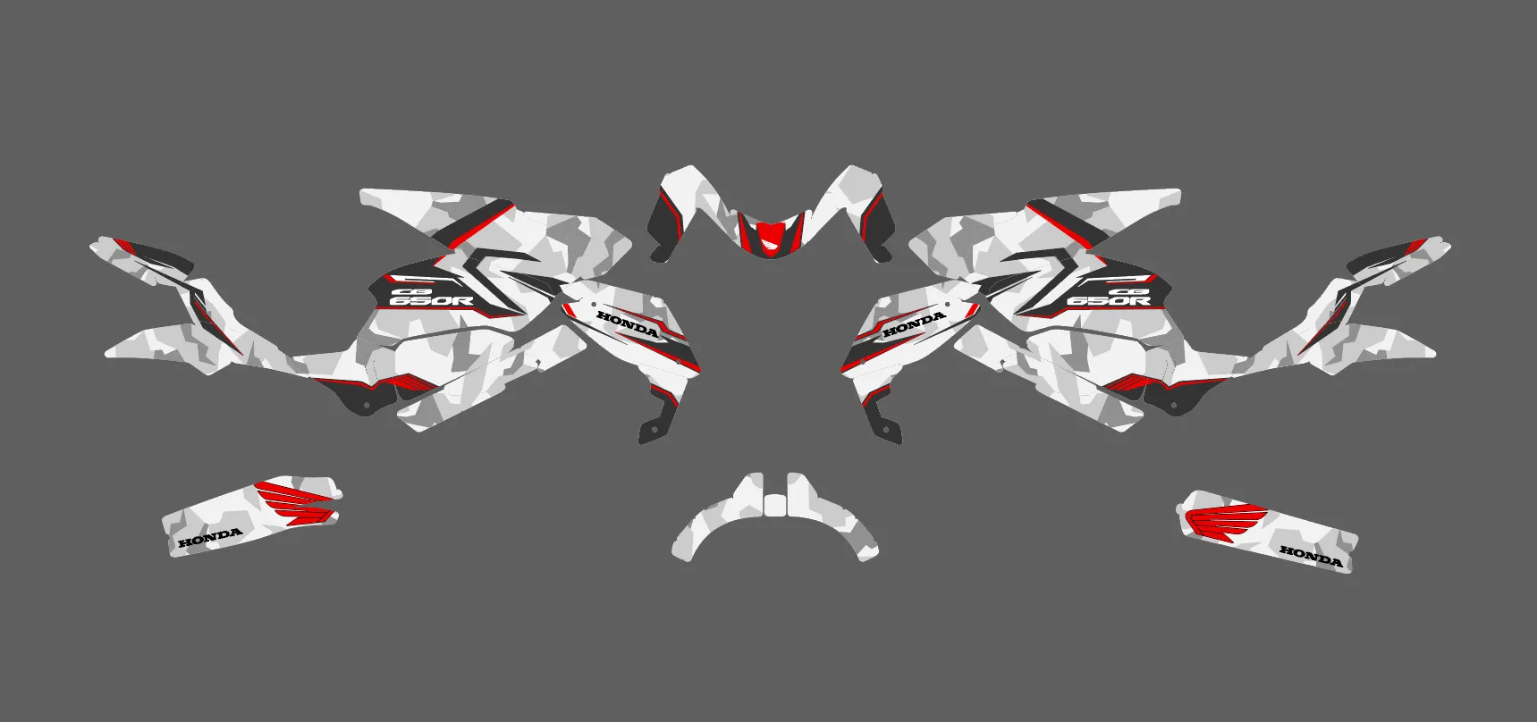 kit déco honda cb 650 r (2019 2023) – camouflage rouge