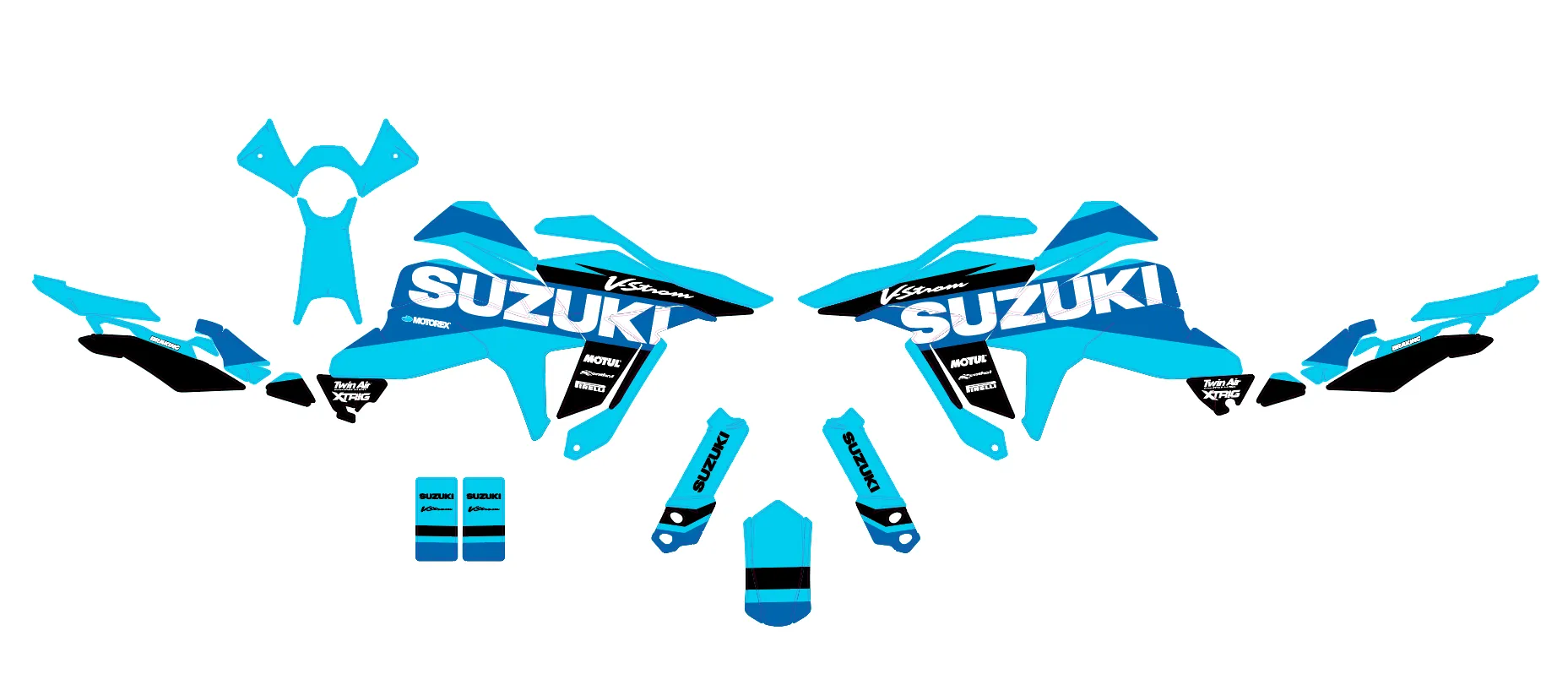 kit déco suzuki v strom 800 de – factory cyan