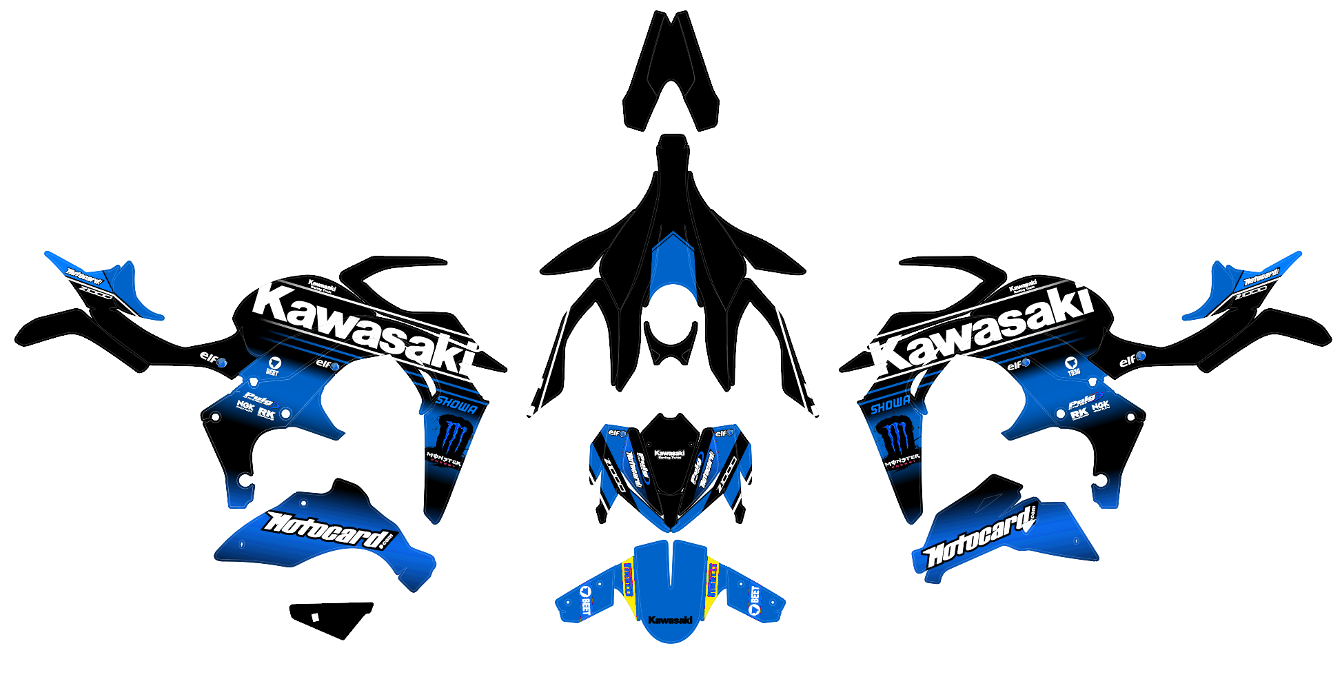 kit déco kawasaki z1000 monster bleu
