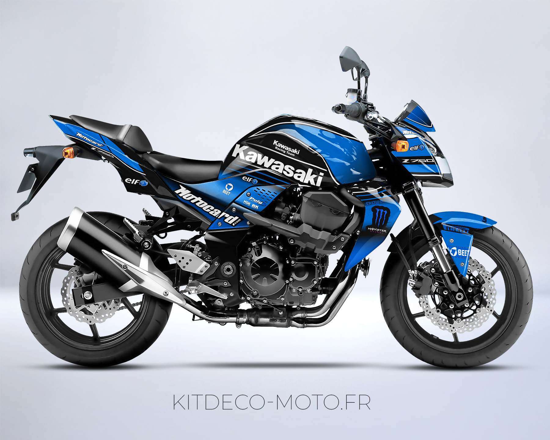 kit déco kawasaki z750 monster bleu