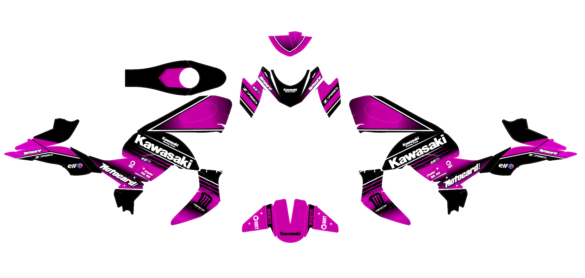 kit déco kawasaki z750 monster rose