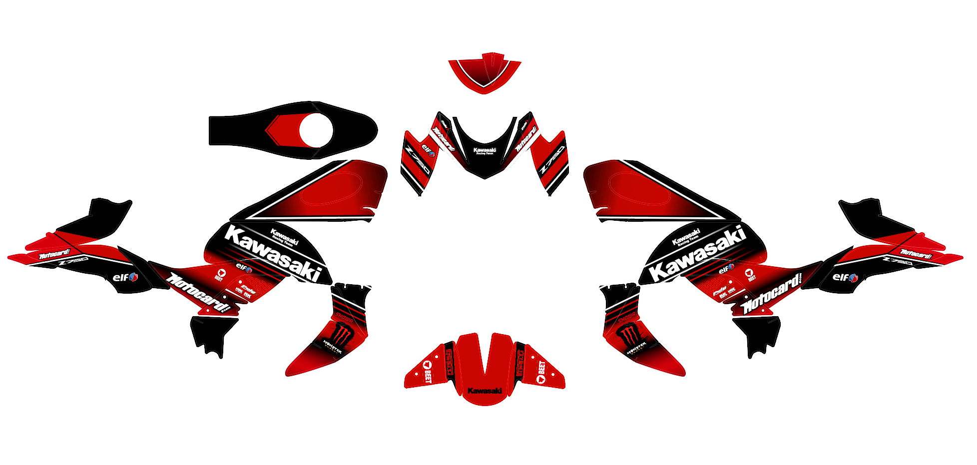 kit déco kawasaki z750 monster rouge