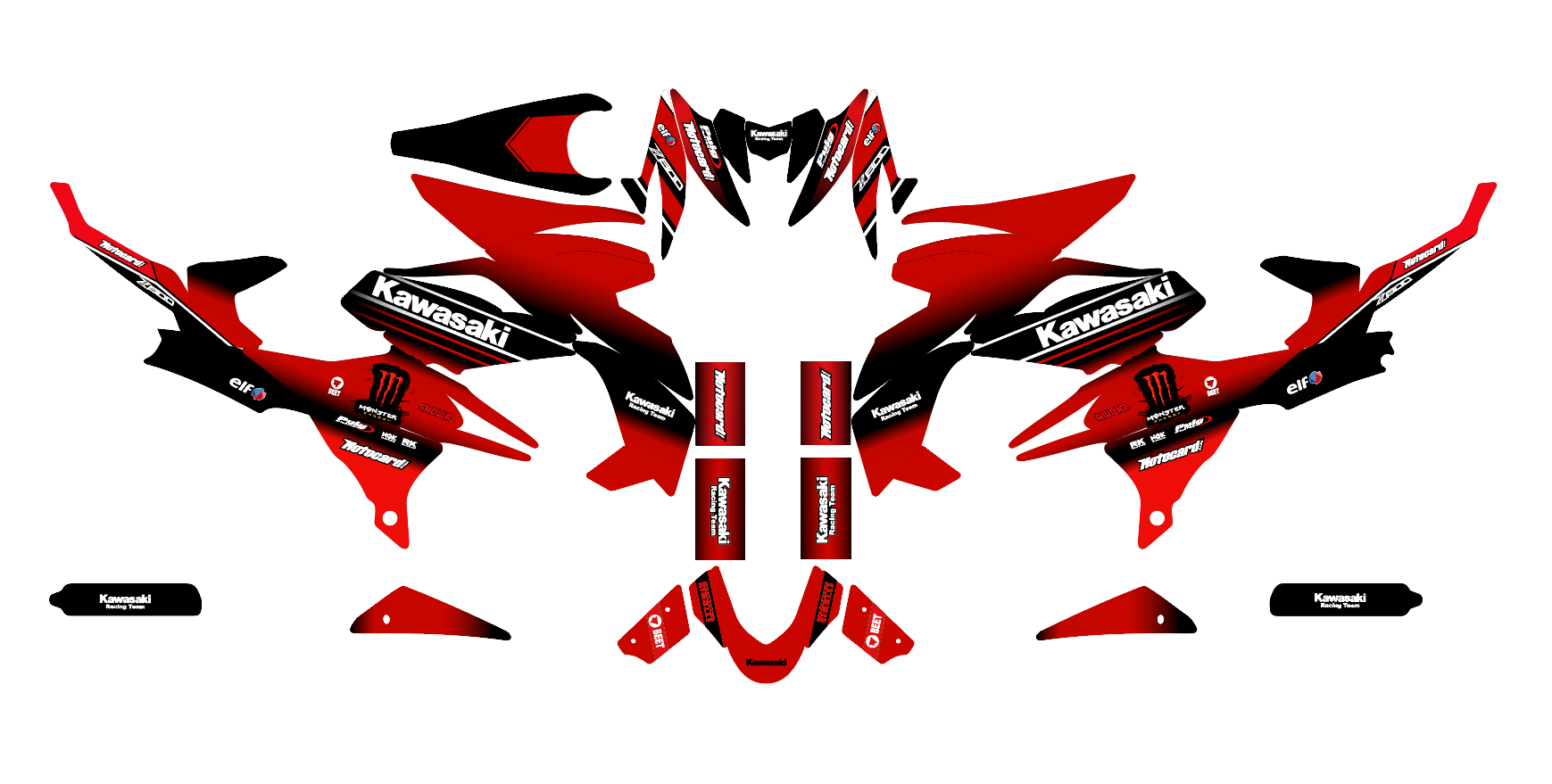kit déco kawasaki z800 monster rouge
