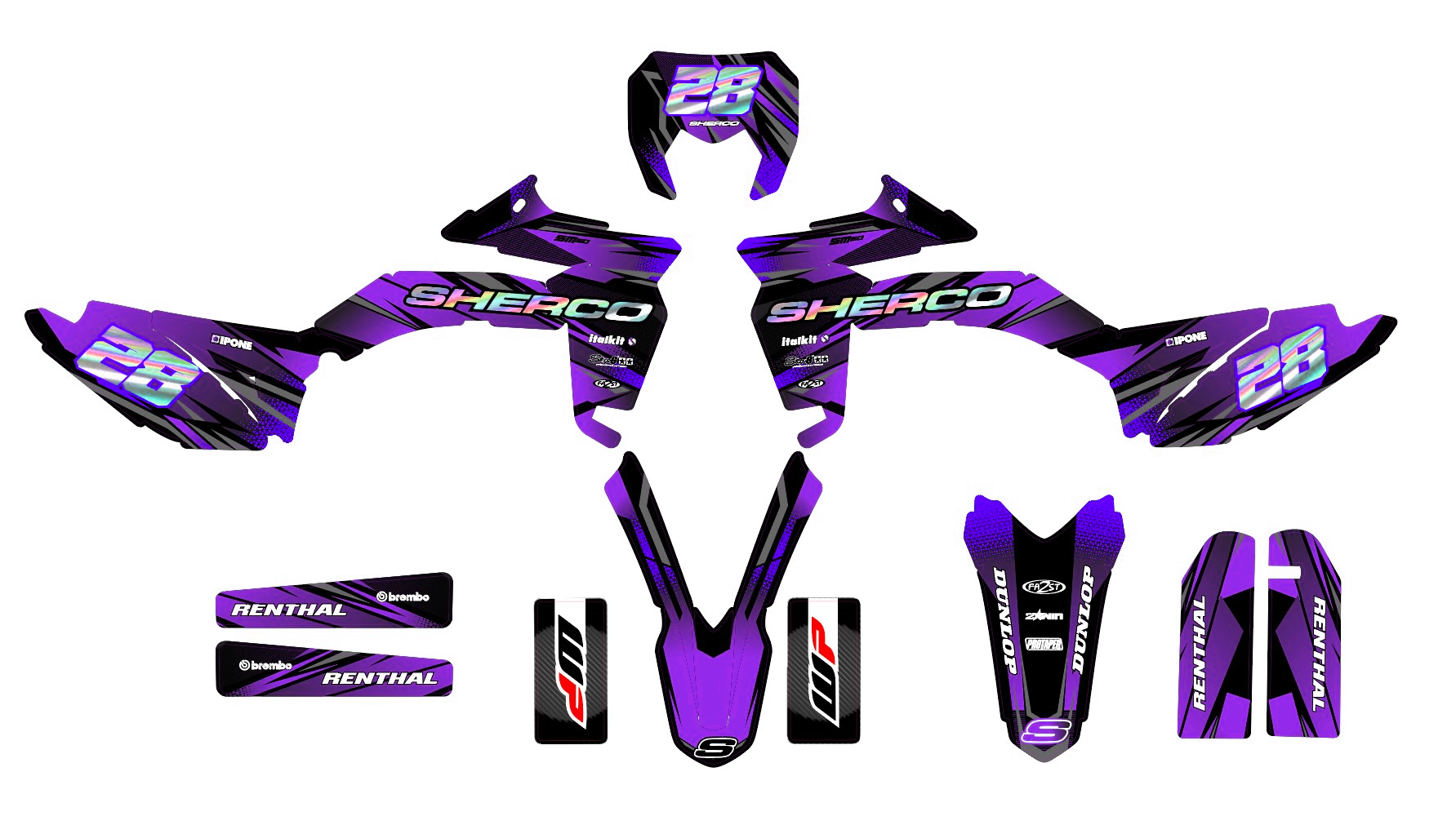 kit déco sherco 50 sm – airline violet