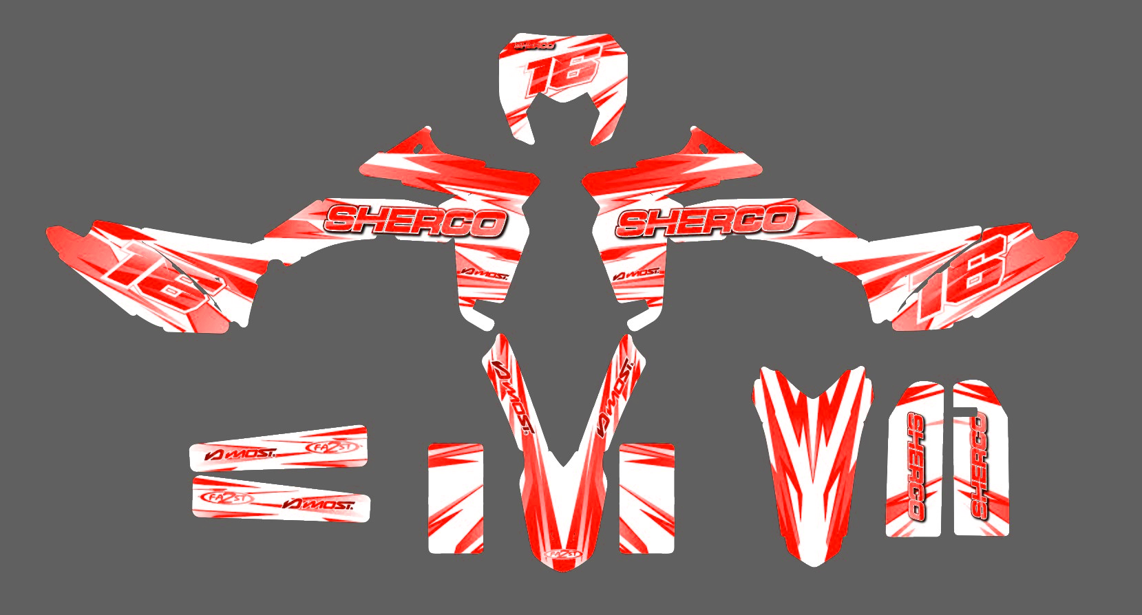 kit déco sherco 50 sm – airon blanc / rouge