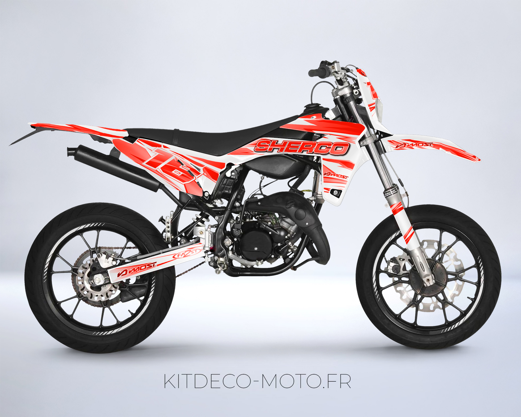 kit déco sherco 50 sm – airon blanc / rouge