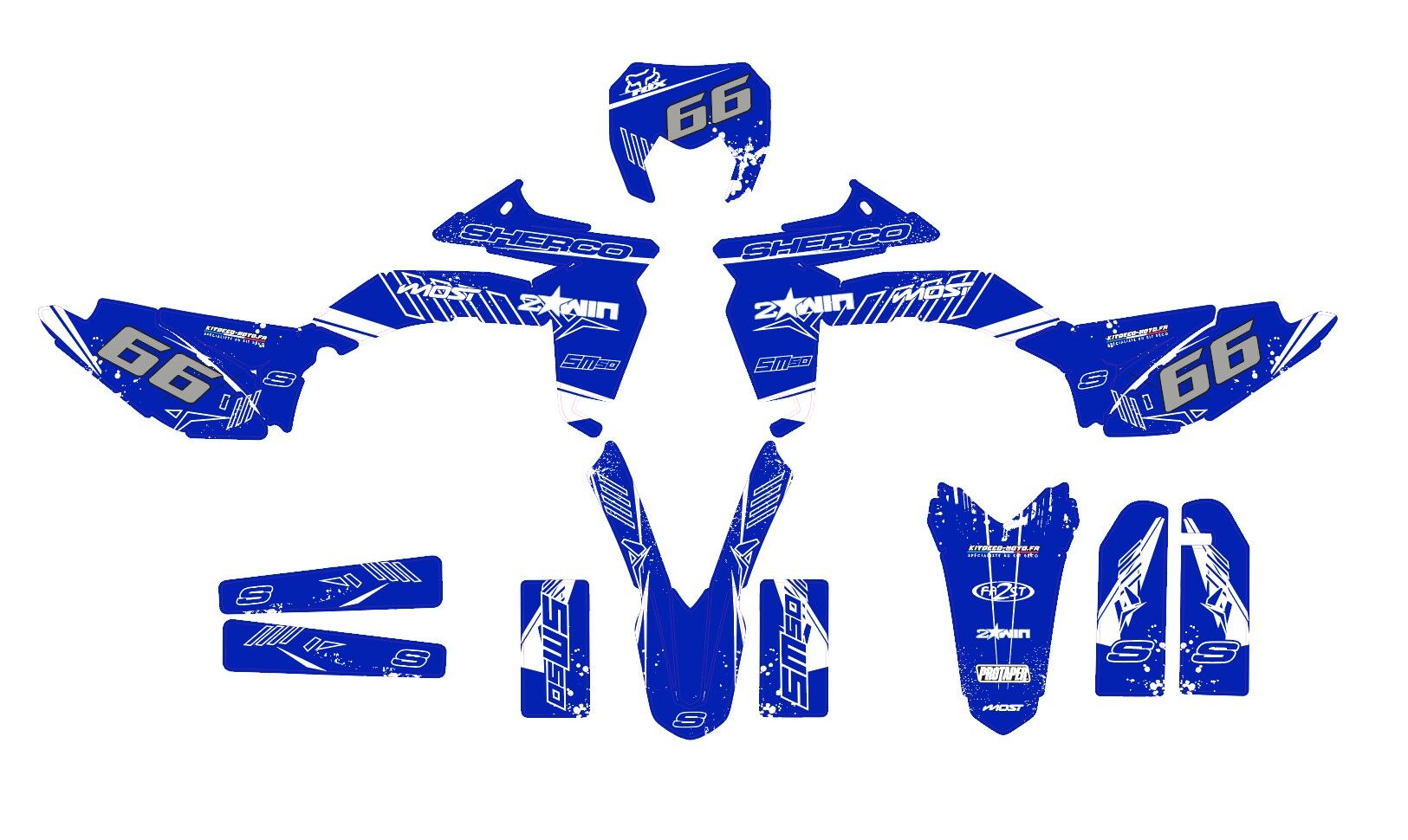 kit déco sherco 50 sm – twin bleu