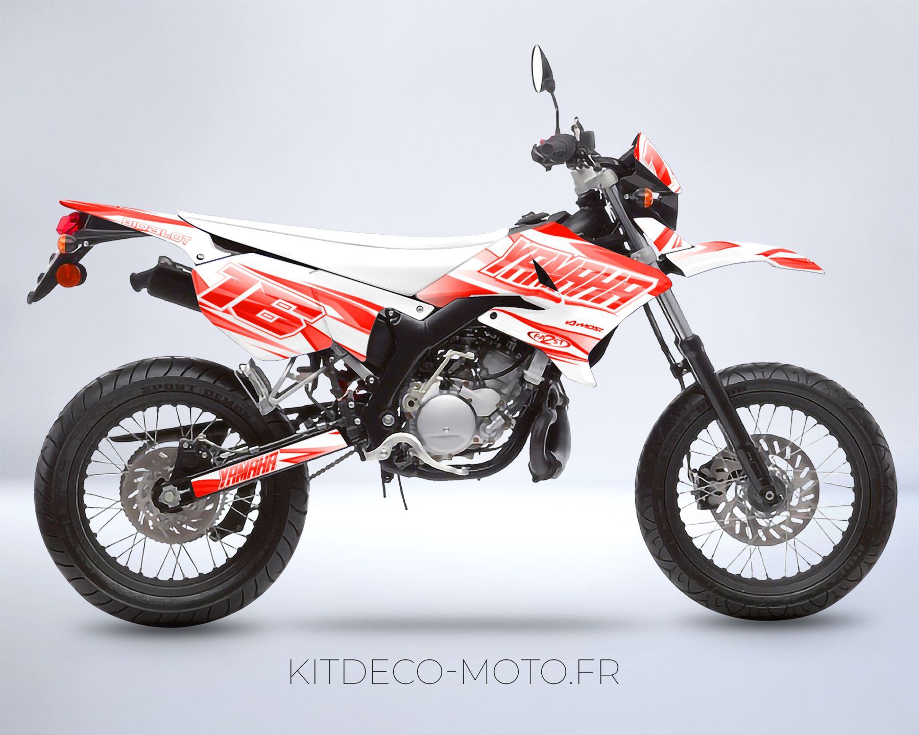 kit déco yamaha dt 50 – airon blanc / rouge