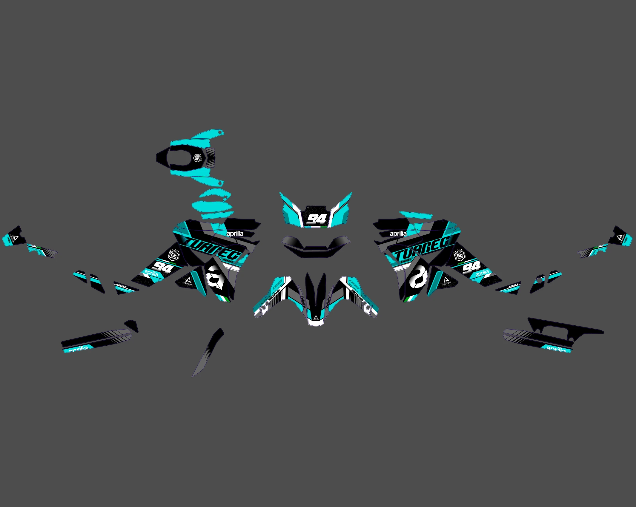 kit déco aprilia tuareg 660 – race cyan