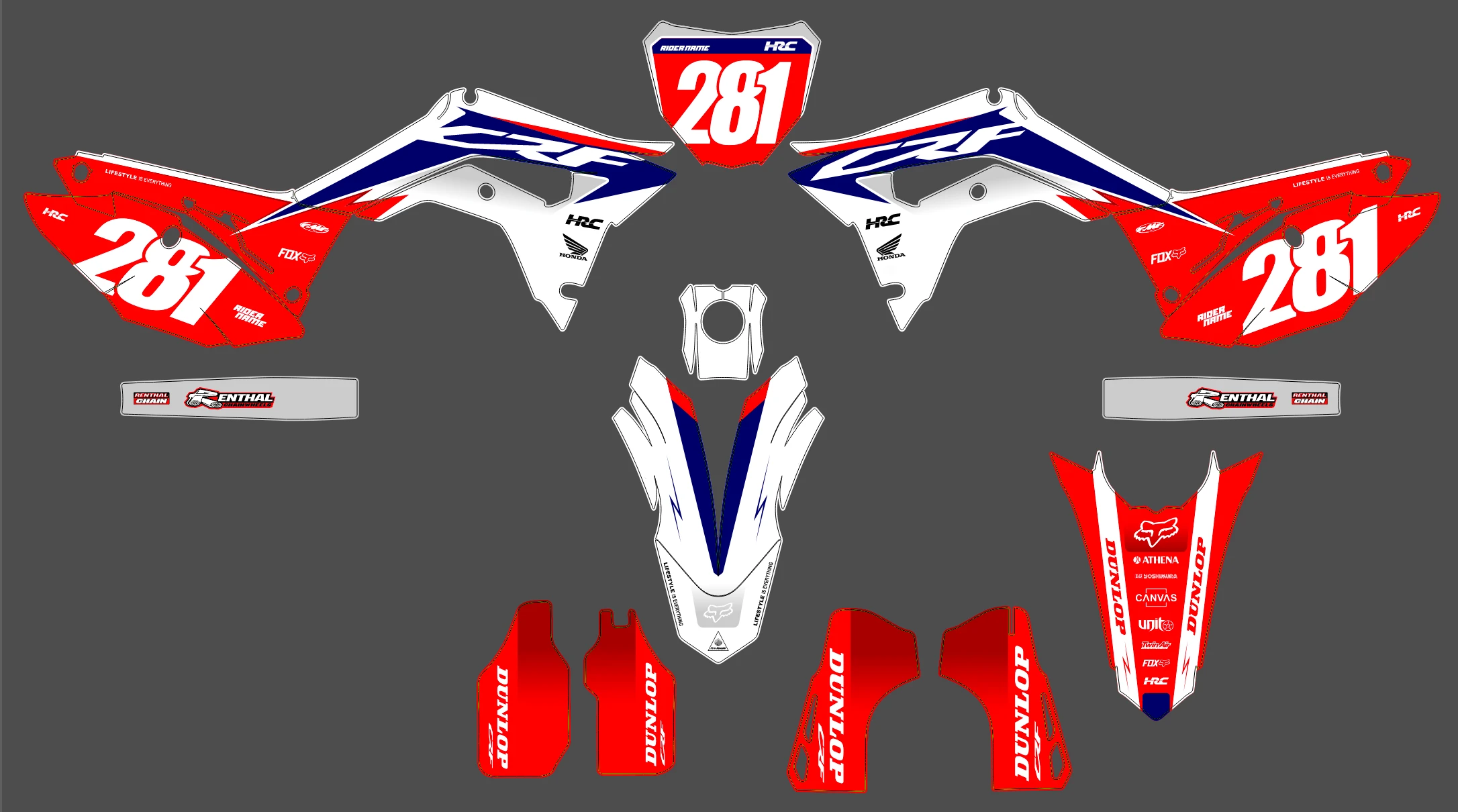 kit déco honda 250 crf (2018 2021) – bi color