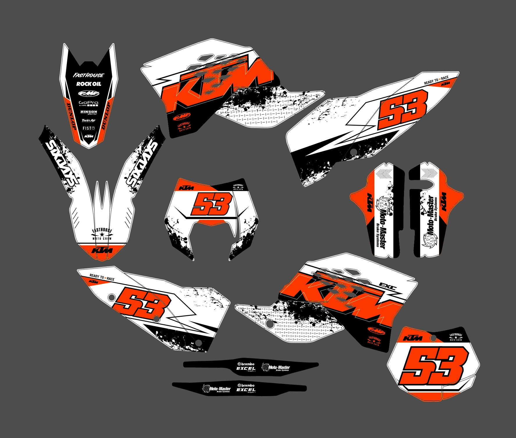 kit déco ktm exc / exc f (2008 2011) light blanc