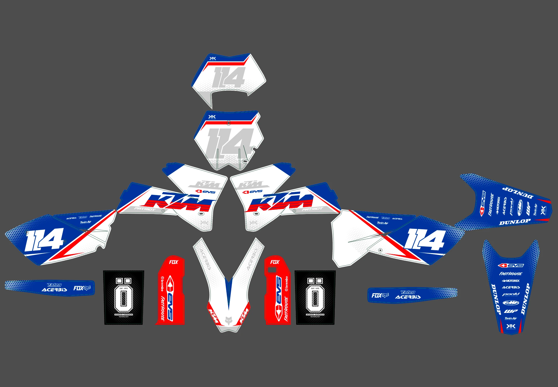 kit déco ktm exc / exc f (2004 2007) bi color