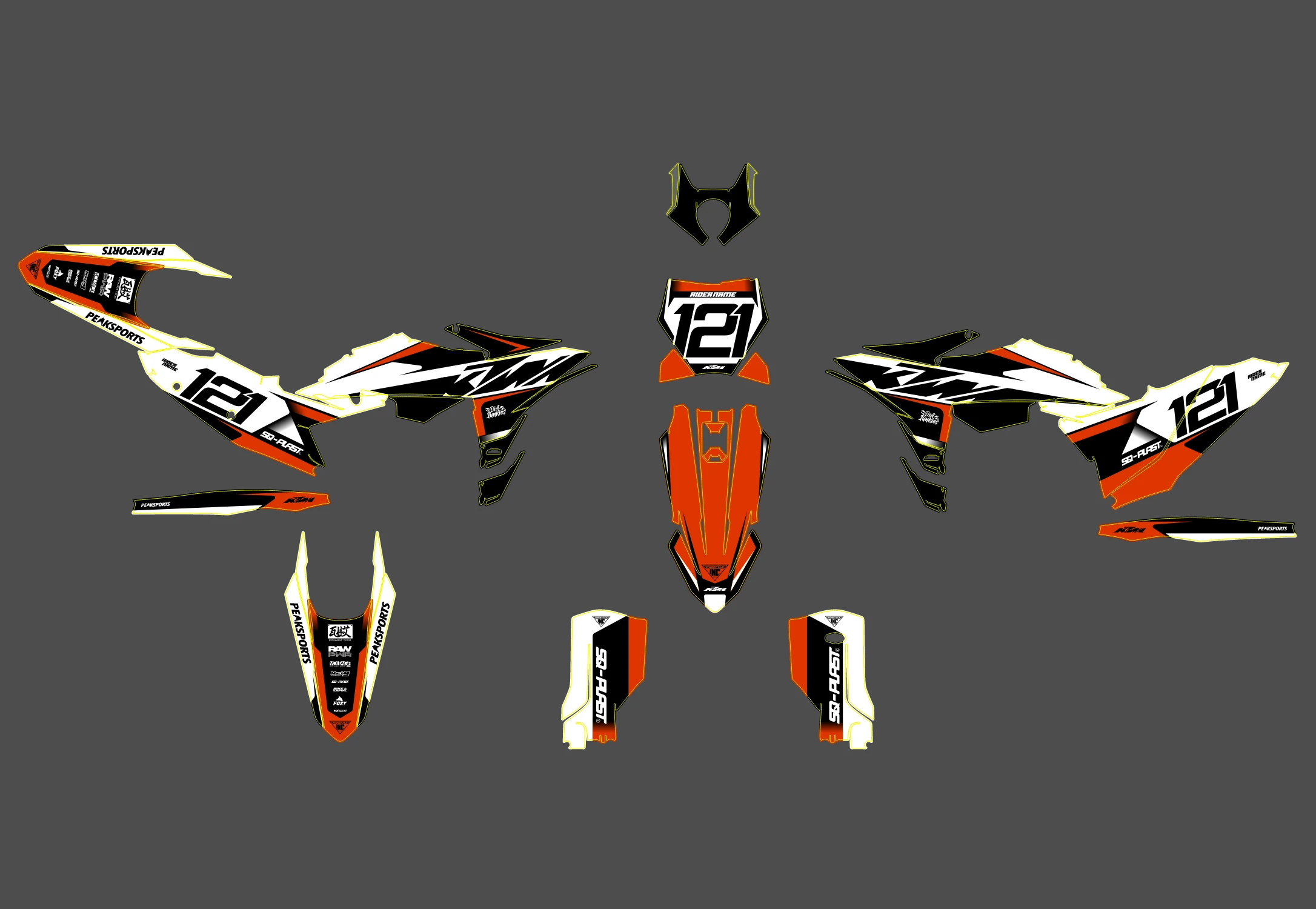 kit déco ktm sx / sx f (2025) factory blanc