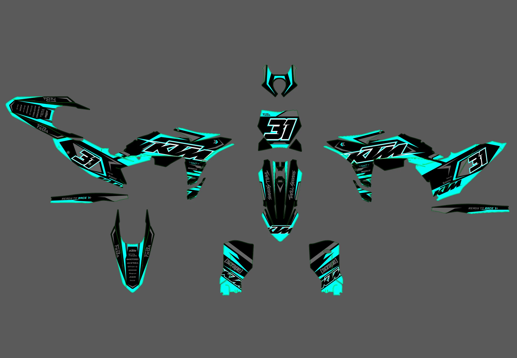 kit déco ktm sx / sx f (2025) race cyan