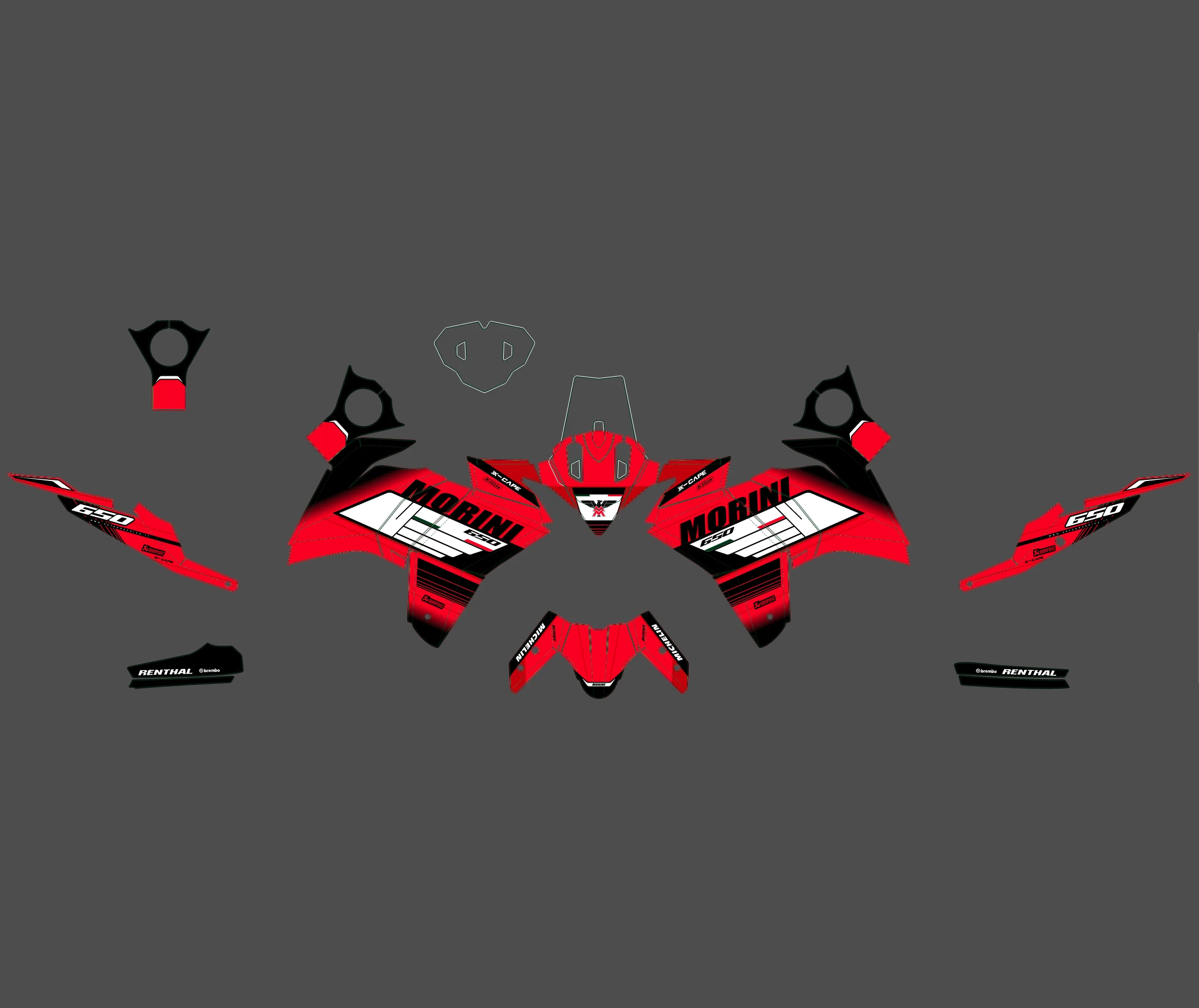 kit déco moto morini x cape 650 race rouge