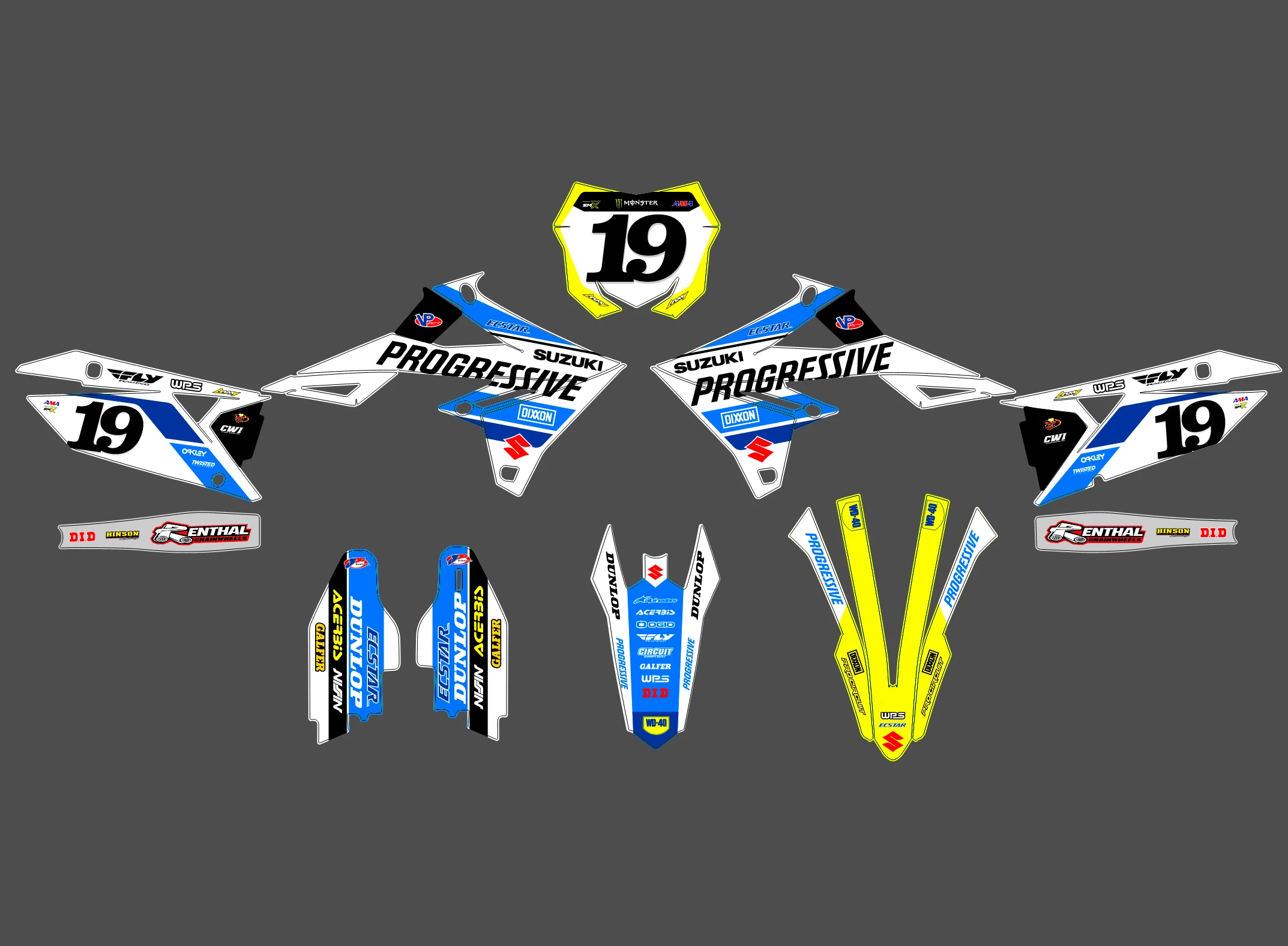 kit déco suzuki 250 rmz (2019 2024) progressive bleu