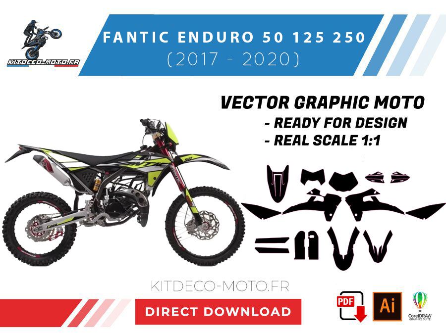 template fantic enduro 50 / 125 / 250 (2017 2020) vector