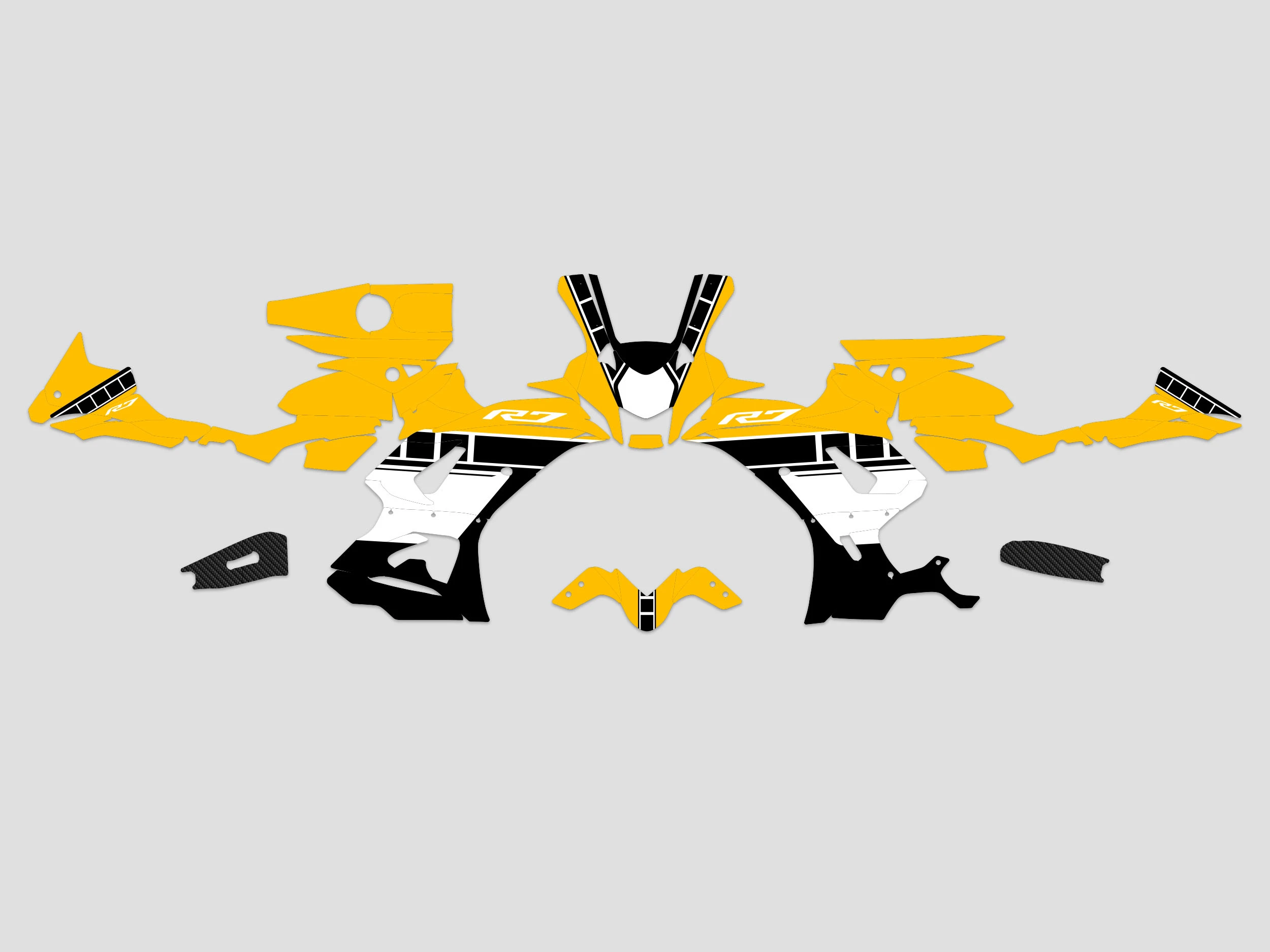 kit deco yamaha r7 anniversaire jaune maquette