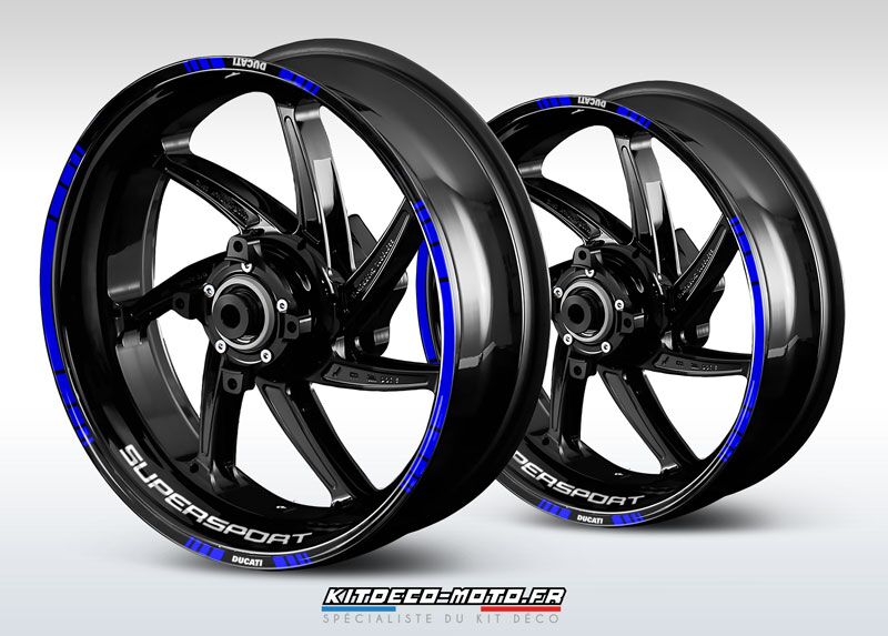 sticker jante moto ducati supersport bleu