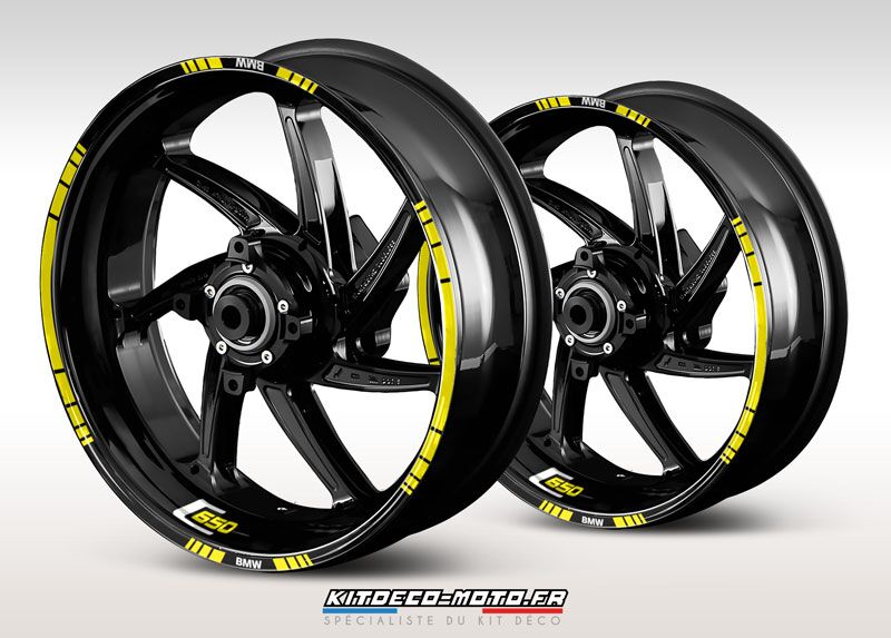 sticker jante moto bmw c650 jaune