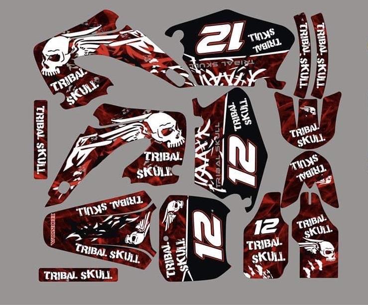 Kit DÉco Honda Cr 125 250 2000 2001 Tribal Skull