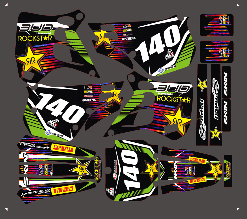 Kit Deco Kawasaki Kx 125 1990 1991 Bud Racing