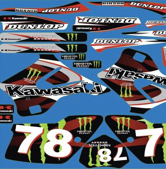 Kit Deco Kawasaki Kx 125 250 1994 1998 Monster Red