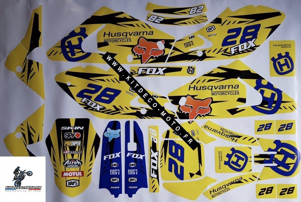 Kit DÉco Husqvarna Wr : Te : Sm : Cr : Tc 2000 2005 Fox Yellow