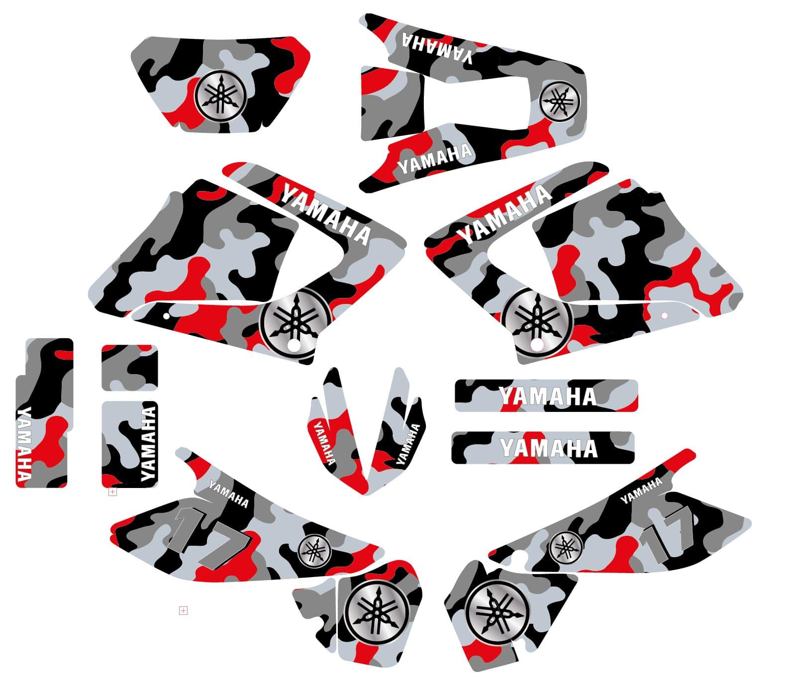 Kit Deco Moto 125 Dtr Dtx Camouflage Rouge