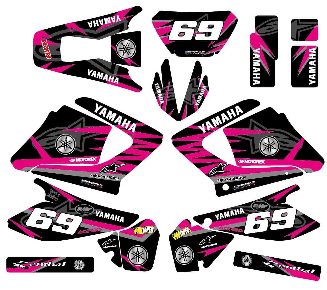 Kit Deco Moto Yamaha 125 Dt Dtr Dtre Dtx Alpinstars Rose