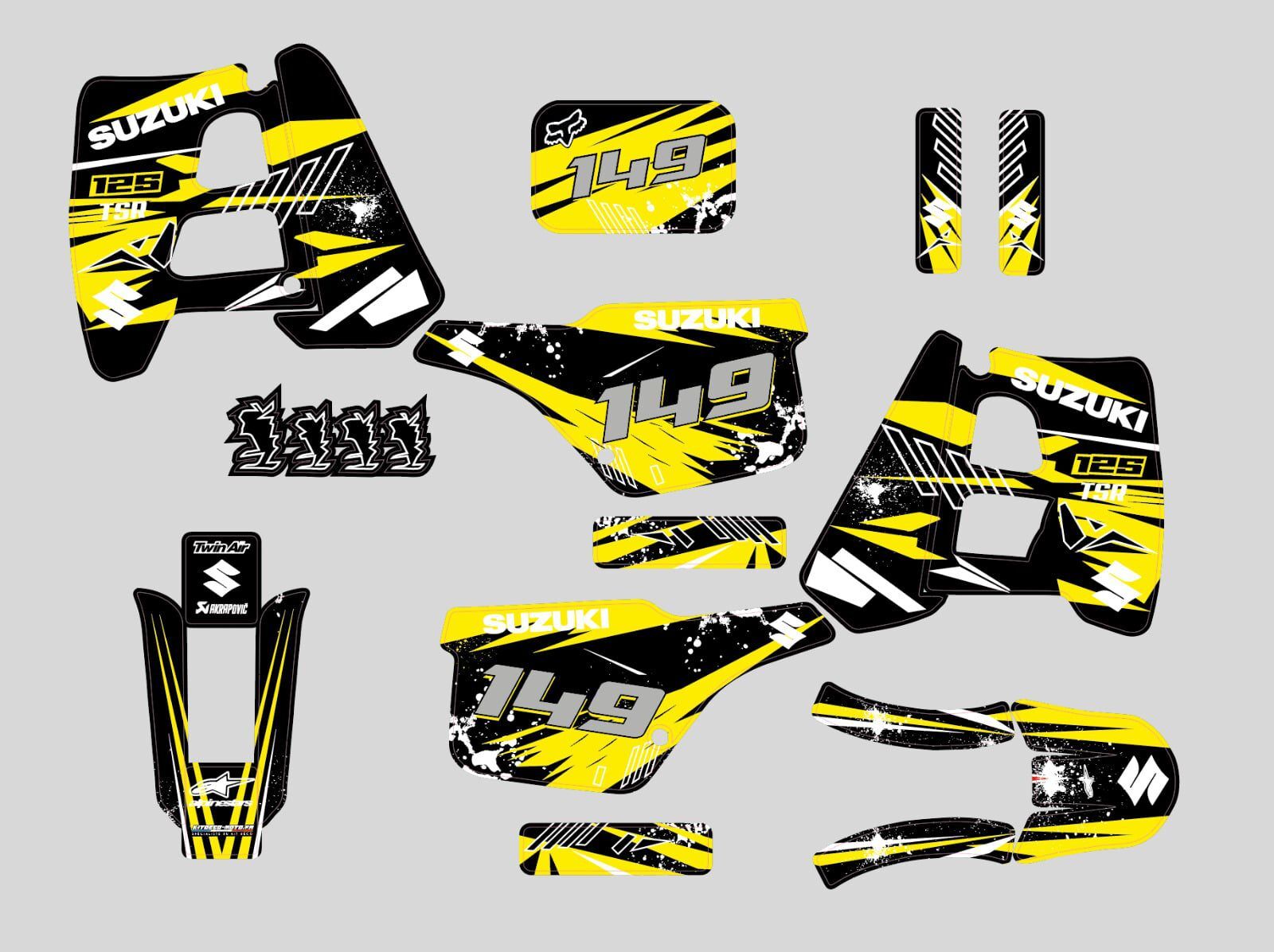 kit deco suzuki 125 tsr yellow line
