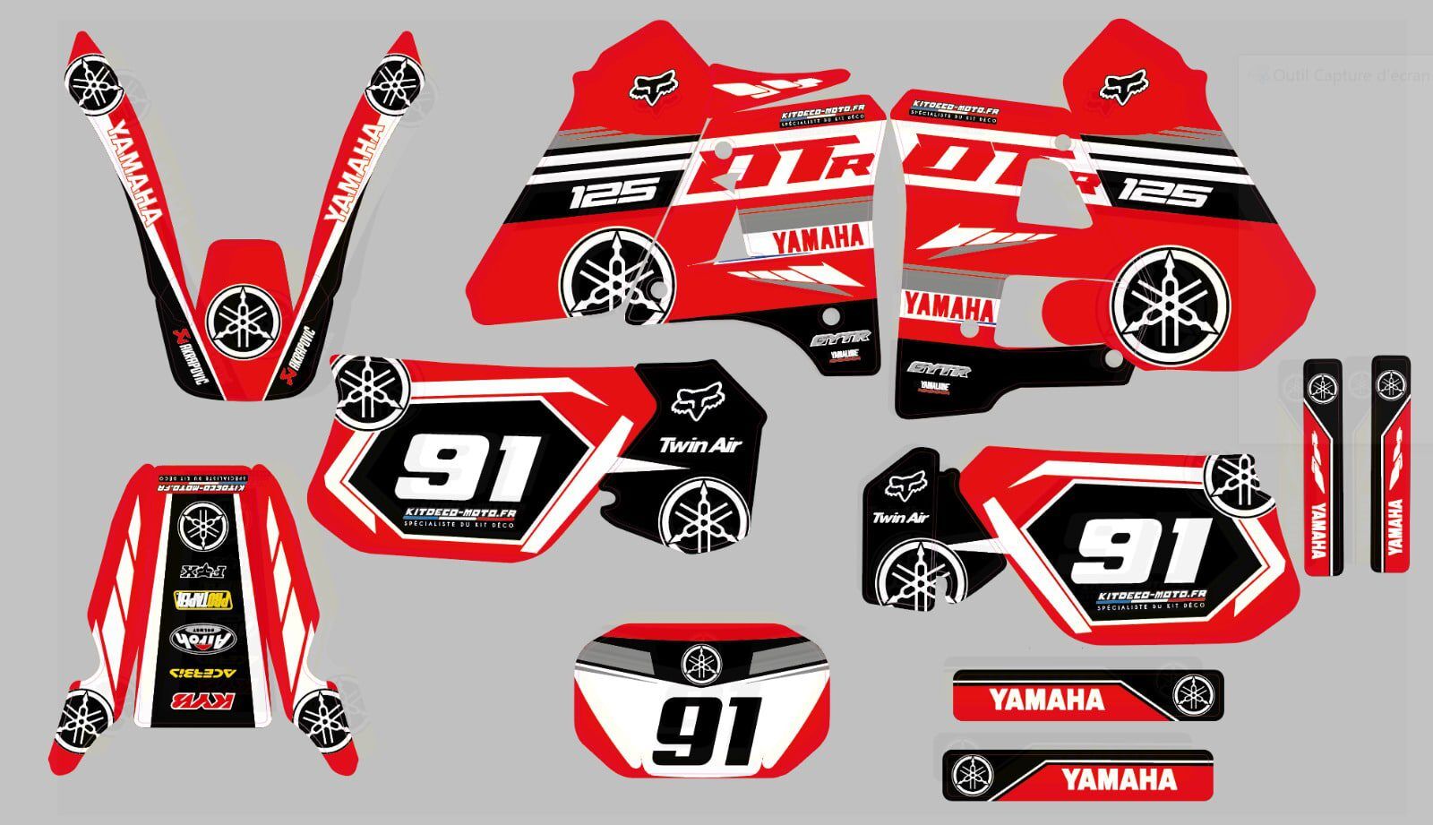 kit deco yamaha 125 dtr factory red