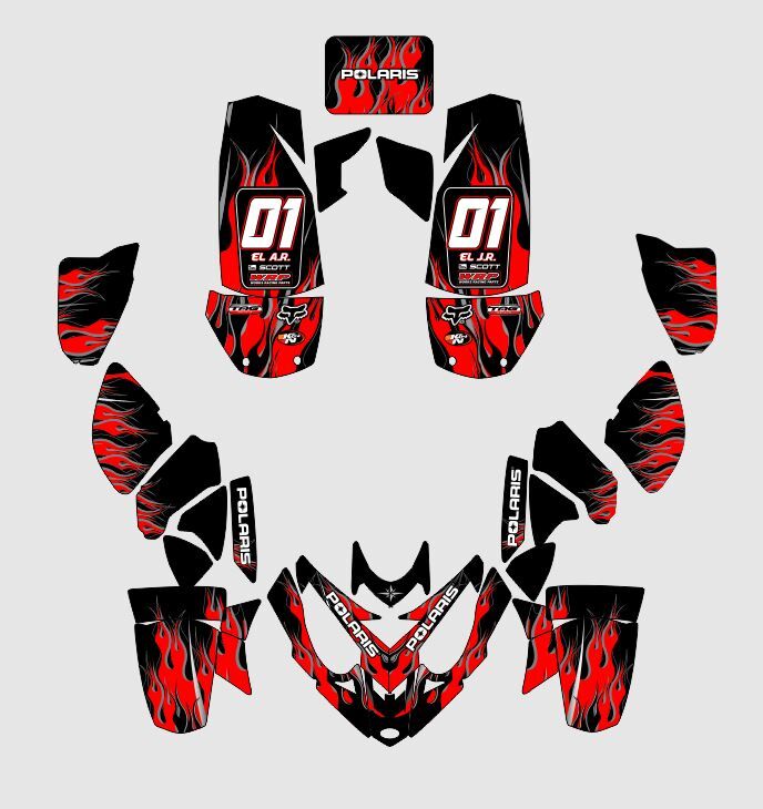 kit deco polaris predator 500 flamme rouge