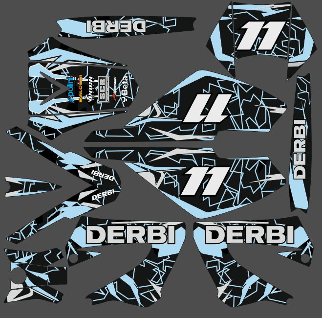 kit deco derbi 50 xtreme neon cyan