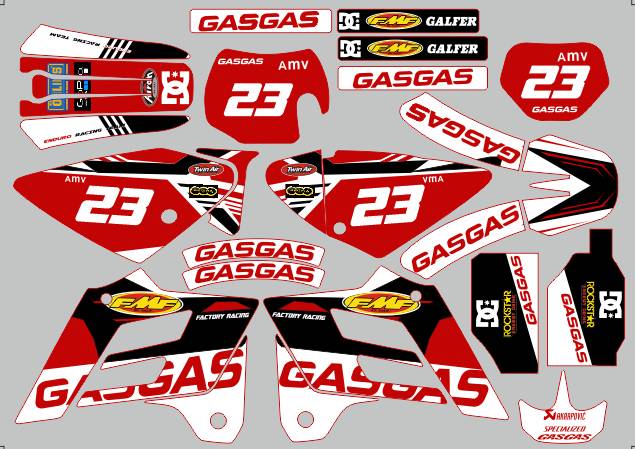 kit deco gasgas 2002 2006 fmf rouge