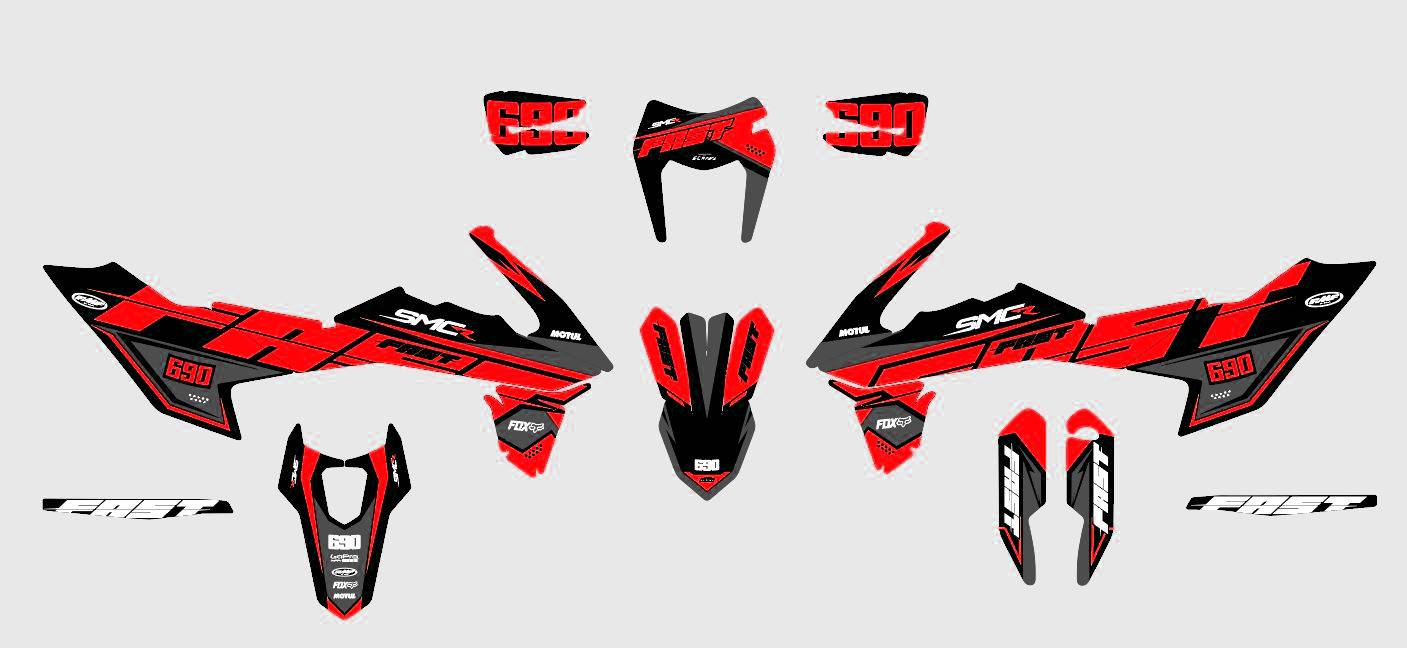 kit deco ktm 690 smcr 2019 2022 fast rouge