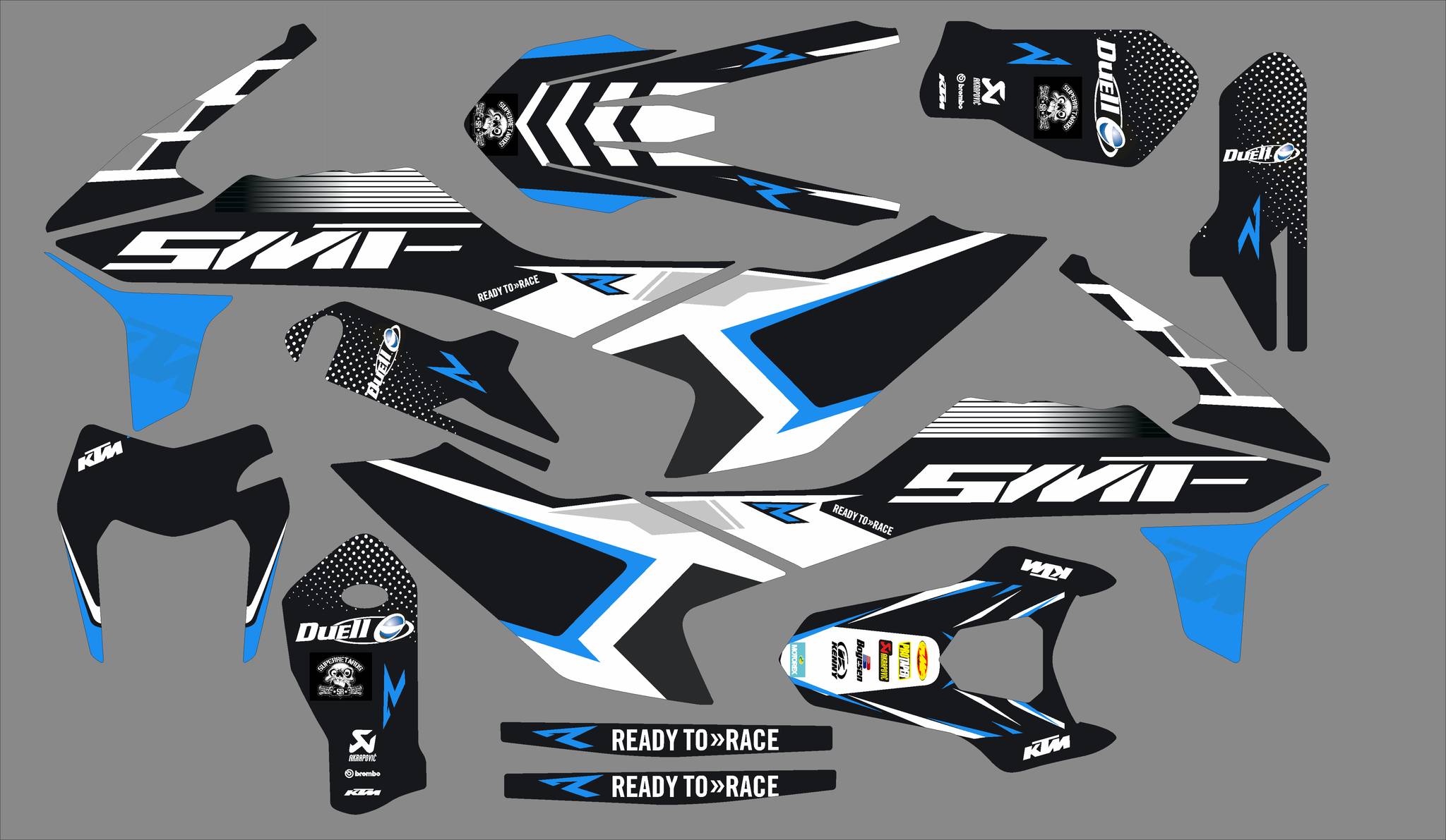 kit deco ktm 690 smcr smf bleu