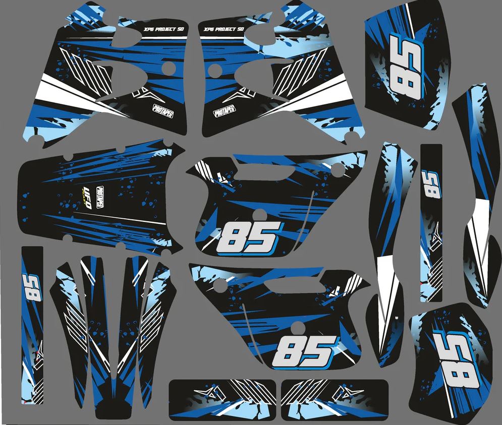 kit deco peugeot 50 xp6 line bleu