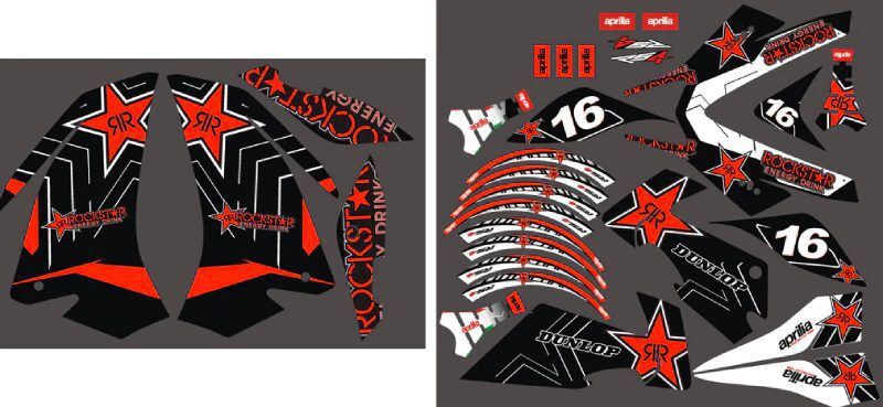 kit déco aprilia rs4 50 rockstar rouge