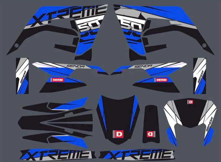kit déco derbi 50 2018 2021 factory bleu
