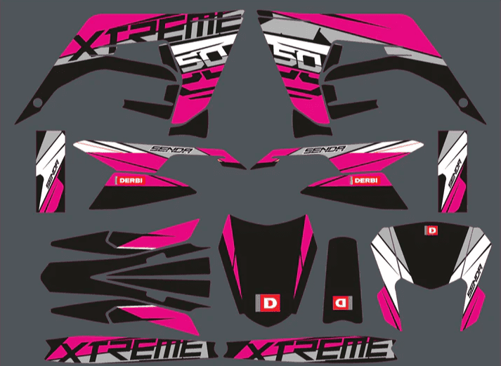 kit déco derbi 50 2018 2021 factory rose