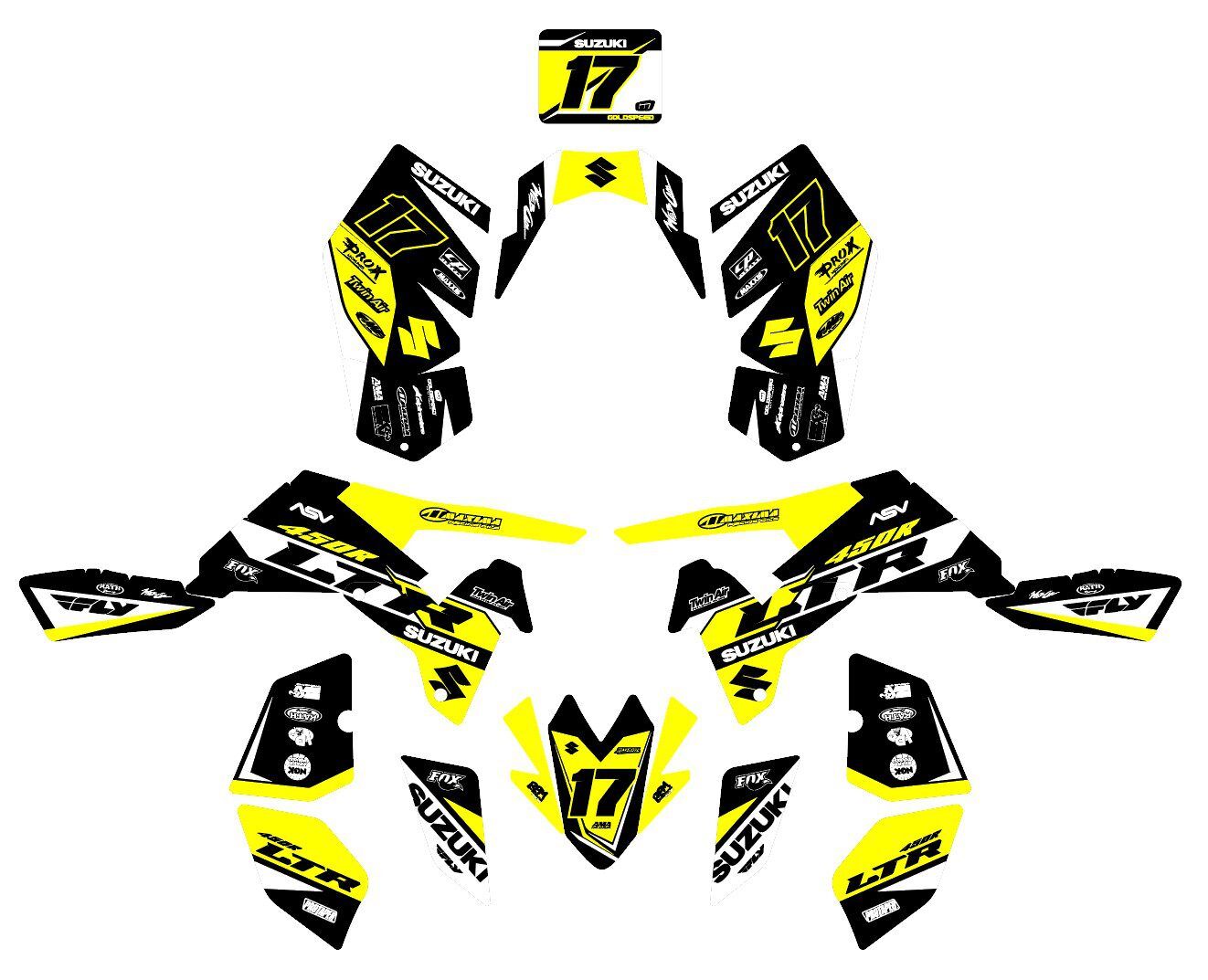 kit déco suzuki ltr 450 dark jaune